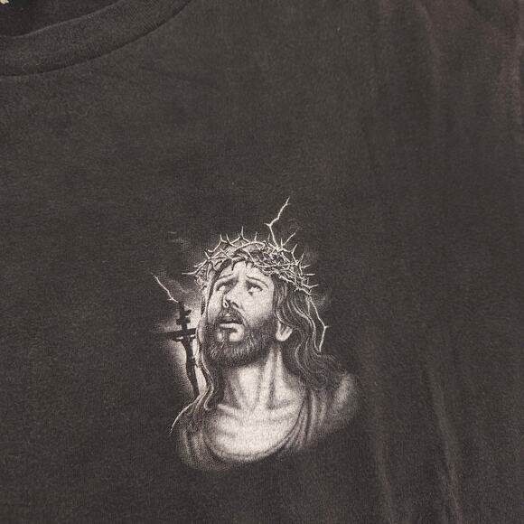 Gaziani Jesus Short Sleeve Crew Neck Graphic T Shirt Mens Size Large L Black - Picture 4 of 9